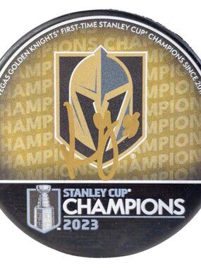 Keegan Kolesar Signed Vegas Golden Knights 2023 Stanley Cup Champs Puck Proof